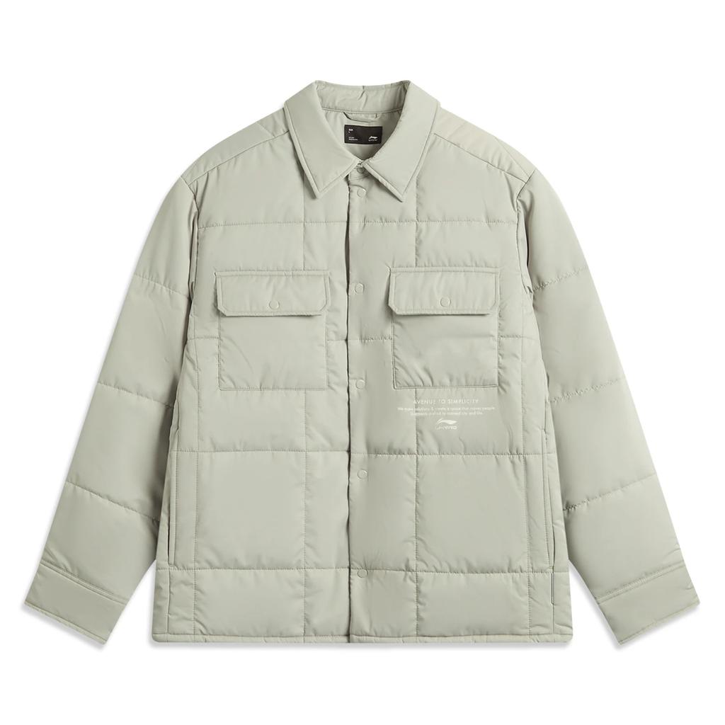 Li-Ning Solid Color Single-Breasted Lapel Versatile Casual Cotton Jacket Men Jacket Dusty-Green AJMV061-2