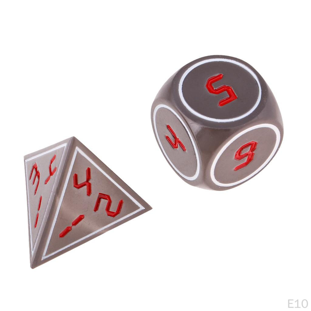 7 Pcs. Vintage D4 D20 Metal Cube For Board Game, Zinc Alloy
