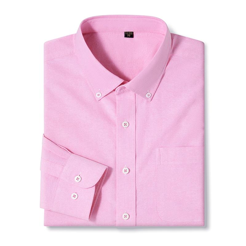 100% Cotton Oxford Shirt Long Sleeve For Men's Social Dress Shirts Soft Comfortable Regular Fit Casual Man Office Shirt 4XL 5XL