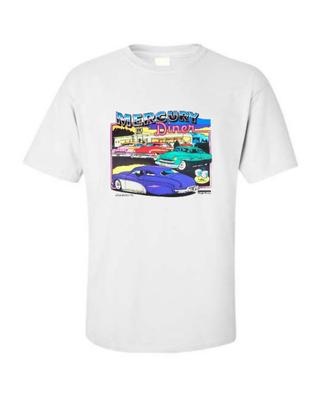 Route 66 Mercury Diner 1949-51 Mercury Custom Cars T-shirt Enkel / Dubbel Tryck