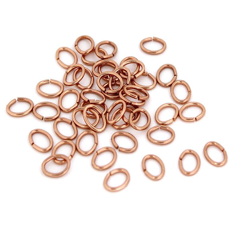 100 Stück Edelstahl Ovale Biegeringe & Sprengringe Verbinder für DIY Armbänder Halsketten Schmuckherstellung Zubehör 0.6x3x4mm rose gold