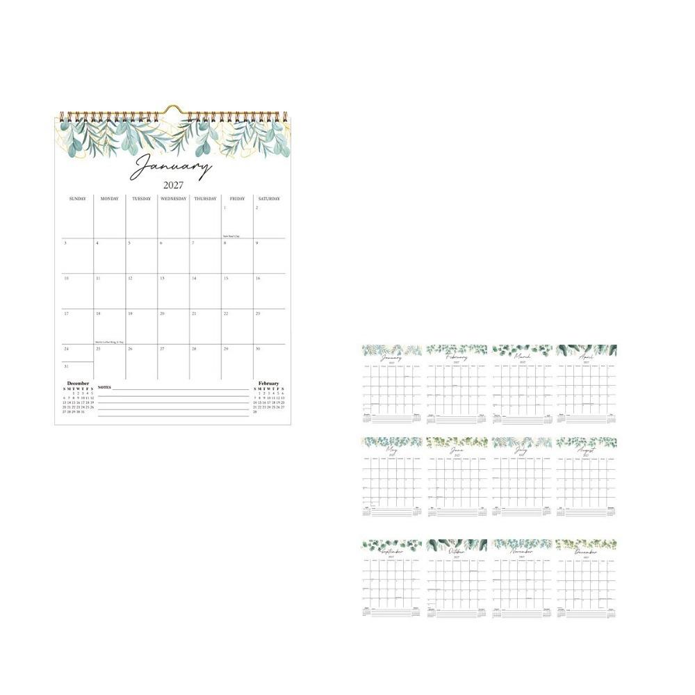 Portable 2027 Wall Calendar with Large Grid Calendar Planner Hanging Calendar Schedule Organizer