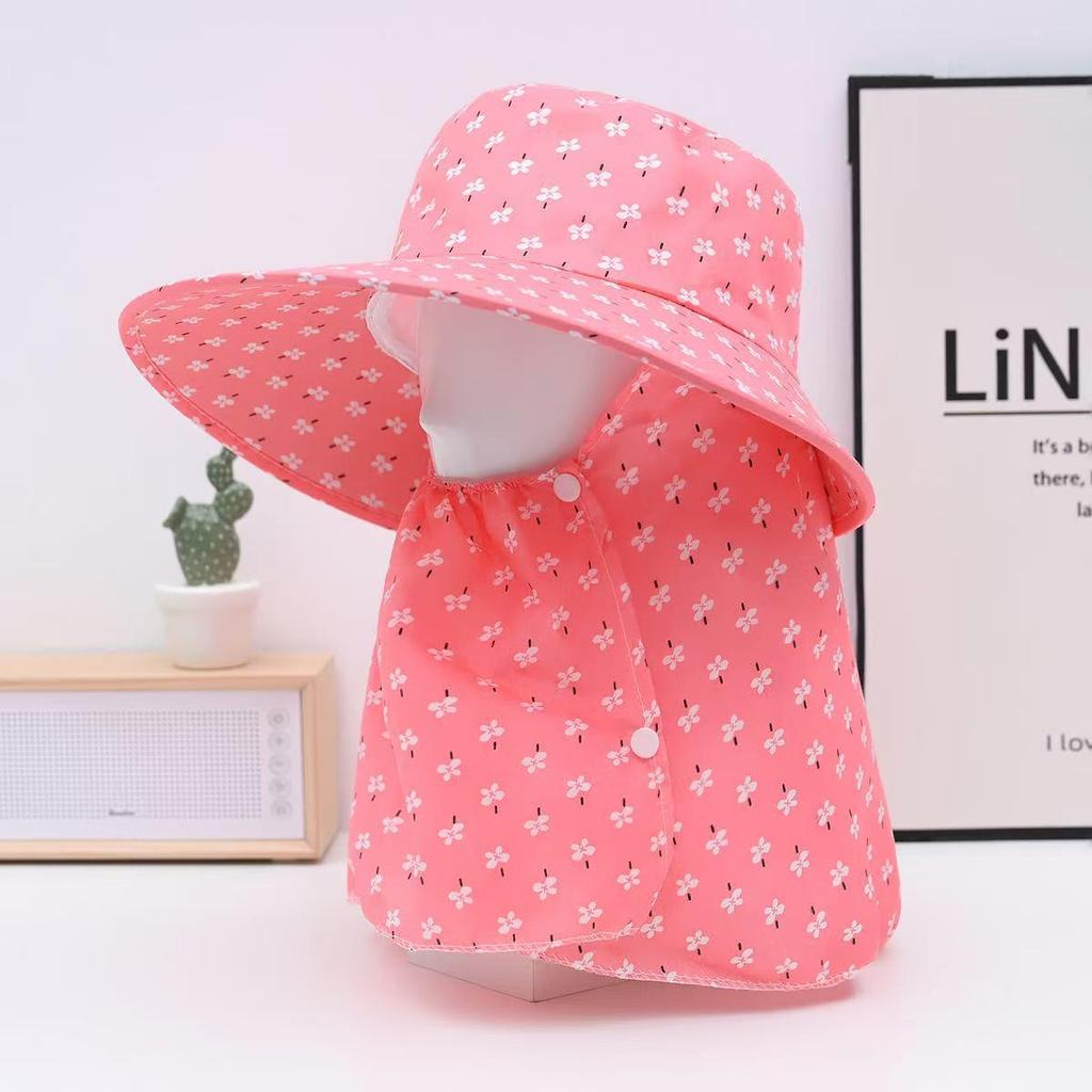 Women's Sun Protection Wide Brim Hat with Face Mask - UV Protection for Summer Activities