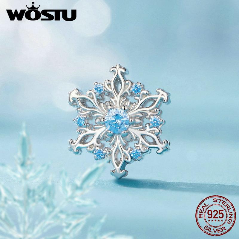Bracciale Charm In Argento Sterling 925 Con Cristallo Fiocco Di Neve - Gioiello Moda Donna