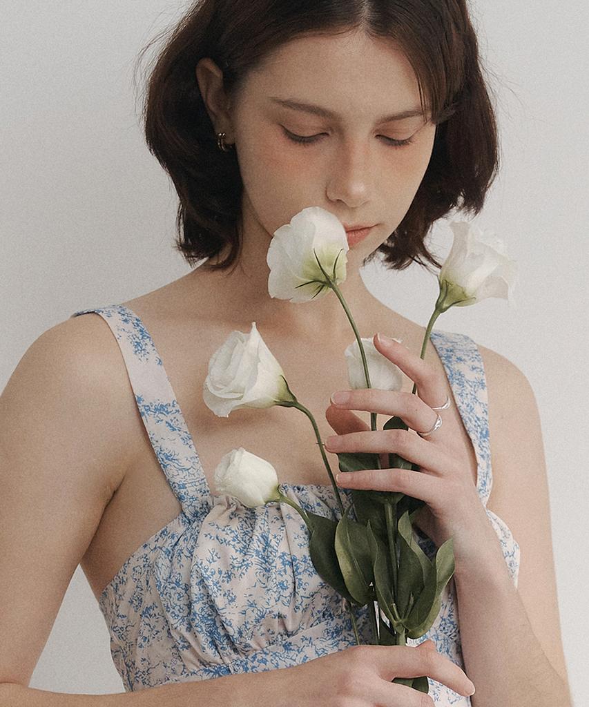Jyudiaenpol Garden Bustier Shirred Dress