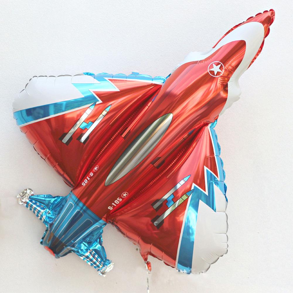 Červený a modrý kreslený fóliový balónek dopravního letadla - Dekorace na dětskou narozeninovou oslavu