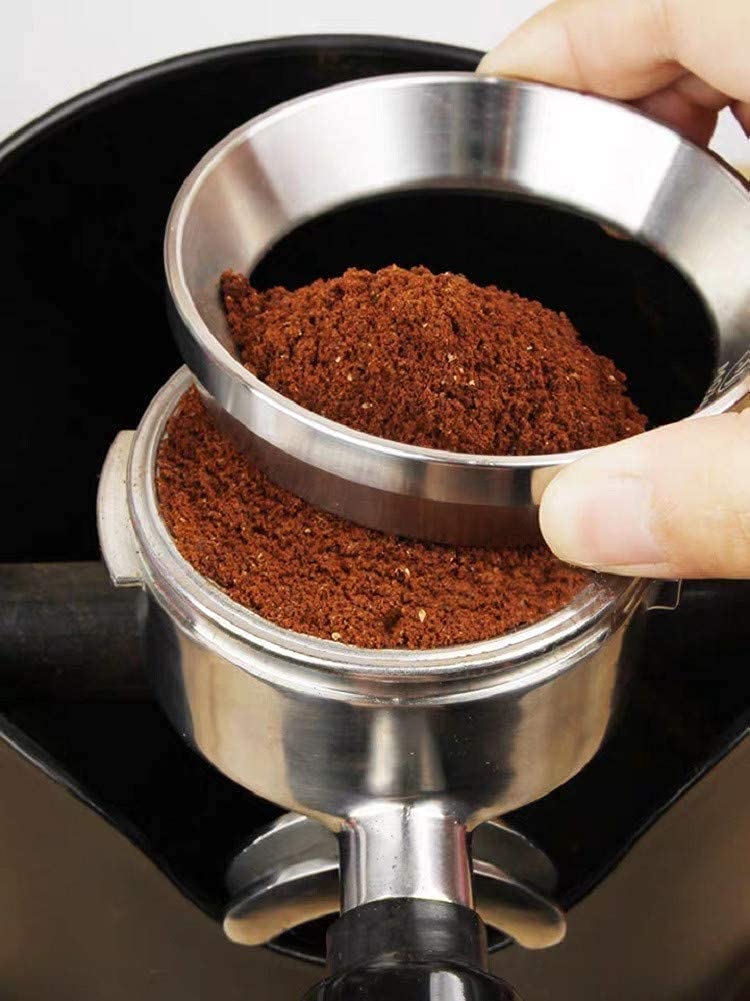 Coffee Dosing Ring, Espresso Dosing Coffee Funnel, Replacement Coffee Dosing Ring, Stainless Steel Espresso Machine Accessory (Silver-58mm)