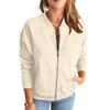 Fashionable Casual Jacket Women Solid Color Zipper Top Outerwear