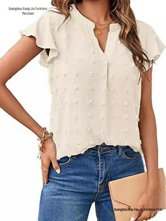 European and American Women's Ruffle Chiffon Summer Shirt