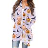 Women's Halloween Print Long Sleeve Front Cardigan Printed Top Lightweight Jacket