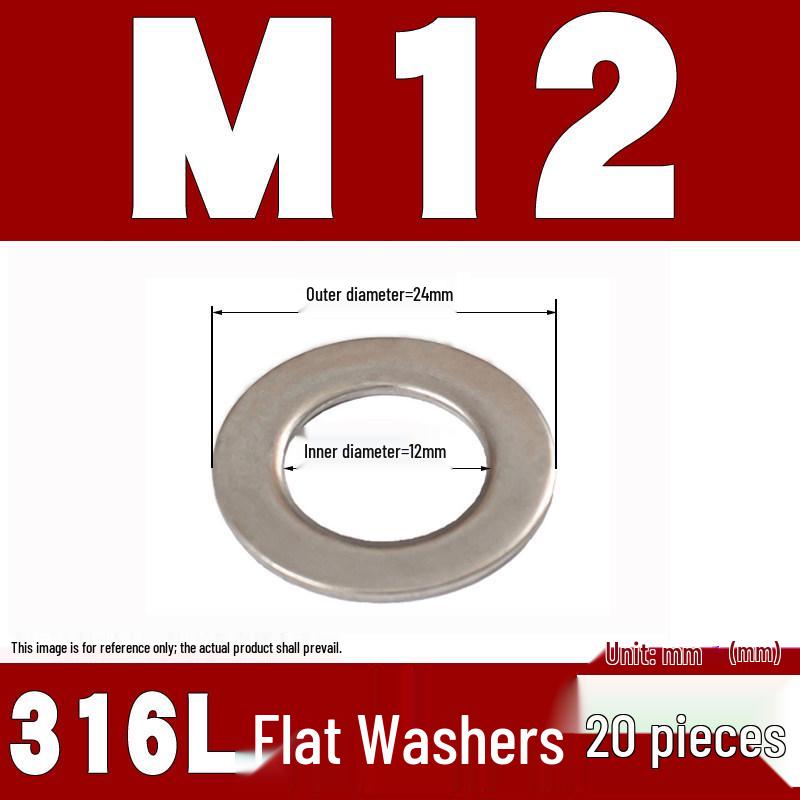 316 Stainless Steel Flat Washer/Gasket for M4-M30 Sizes