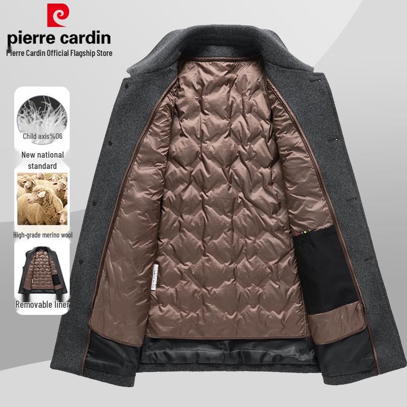 Pierre Cardin Men's Wool Blend Mid-Length Overcoat with Removable Down Liner