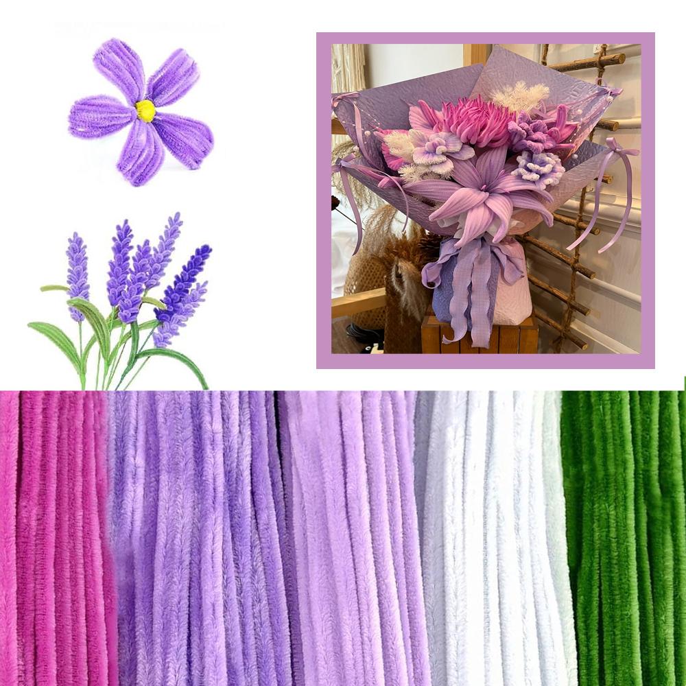 250Pcs Pipe Cleaners Craft Set, 5 Colors Pipe Cleaners Bulk Pastel Chenille Stems for Craft Pipe Cleaner Flowers Making Kit