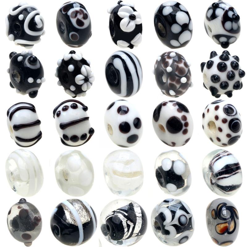 Black Color Series 2/4/6PCS/LOT Mixed Style Handmade Lampwork Glass Beads For Crafts Charm Bracelets/Earring DIY Jewelry Making