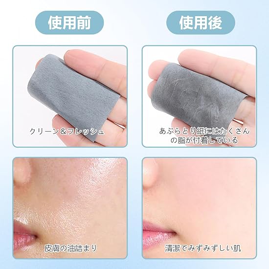 ADOFUN Oil Blotting Paper [300 Sheets] Oil Absorbing Sheets with Mirror, Large Size, Puff-Applicator