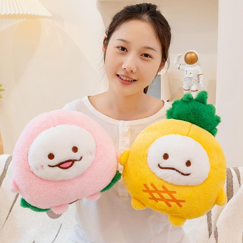 Cute Pineapple Elf Plush Toy Stuffed Peach Ball Mosnters Plushie Hug Throw Pillow Cushion For Girl Boy Birthday