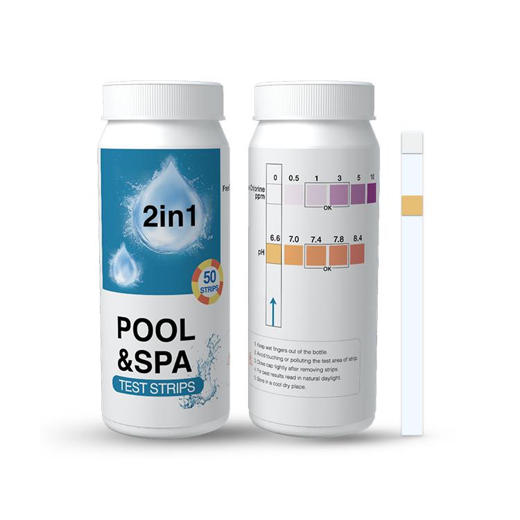 2in1 Pool Water Test Kit & Strips - Swimming Pool, Spa, Hot Tub pH Free Chlorine Tester for Home and Commercial Use