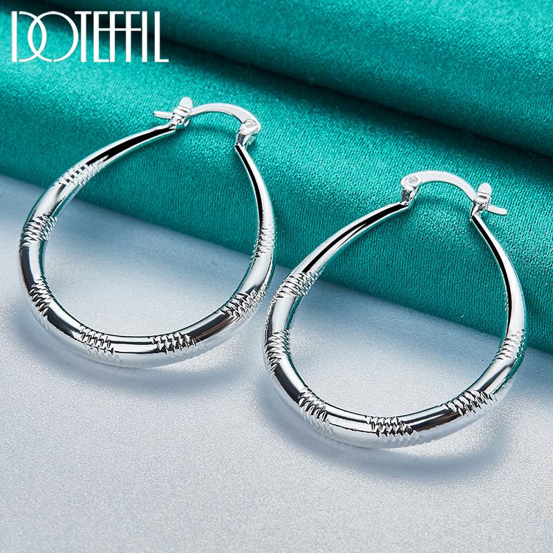 Kolczyki w kształcie litery U, srebrna biżuteria z zawieszką