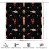 Aquatic Life Animal Print Shower Curtain Fish Lobster Design In Pastel Colors Black Fabric Waterproof Bath Decor For Home Decora