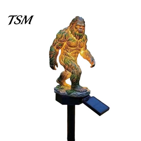 Unique Garden Ornament Dragon Solar Light, Outdoor Sasquatch Statue Lamp, Fantasy Resin Figurine Creature Sculpture, Pathway Light for Yard Lawn Decor