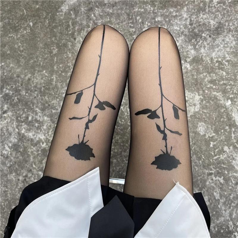 New Rose Flower Pantyhose Women Feel Ultra-Thin Velvet Arbitrary Cut Pantyhose Anti-Hook Silk Pantyhose Women