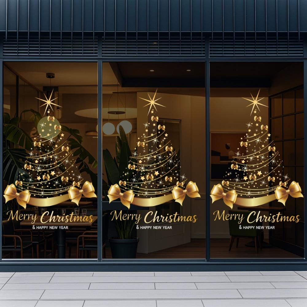 Double-Sided Printed Christmas Tree Electrostatic Stickers Christmas Tree Window Decal Store