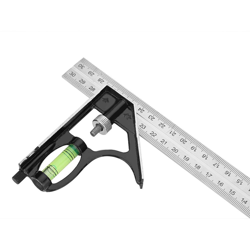 300mm Stainless Steel Angle Ruler, Engineer Measuring Tool with Gauge, for Right Angle Slope Length Depth Width Measuring