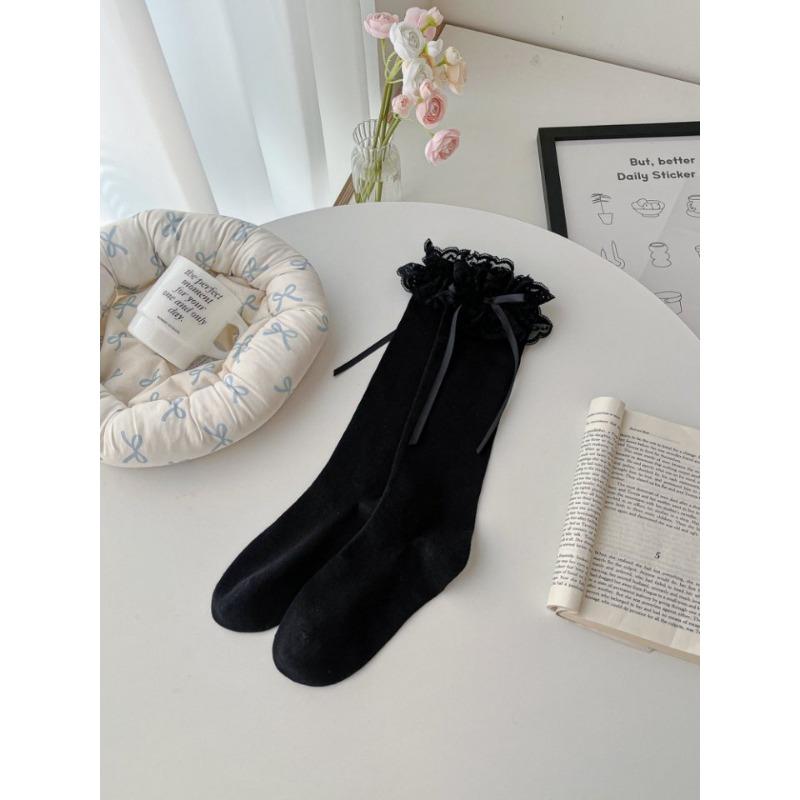 Lolita Princess Stockings, Lace Trim Stockings, Calf Stockings, Cute Girls, Summer Bow Stockings, Long Stockings, Pile Stockings