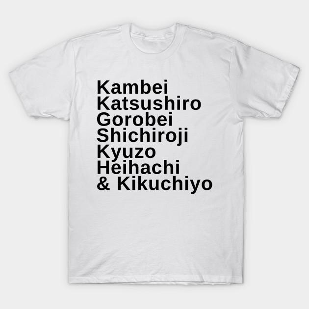 Men Black Print T-shirt Shichinin No Samurai No-Cut Transfer Paper Print Cotton Tshirt M