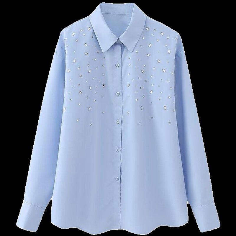 2024 Spring New Women's Clothing Fashion Style French Style Casual Beaded Poplin Shirt 7484170 403
