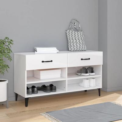 Vidaxl Szafka Na Buty, Wysoki Połysk, Biała, 102X35X55 Cm