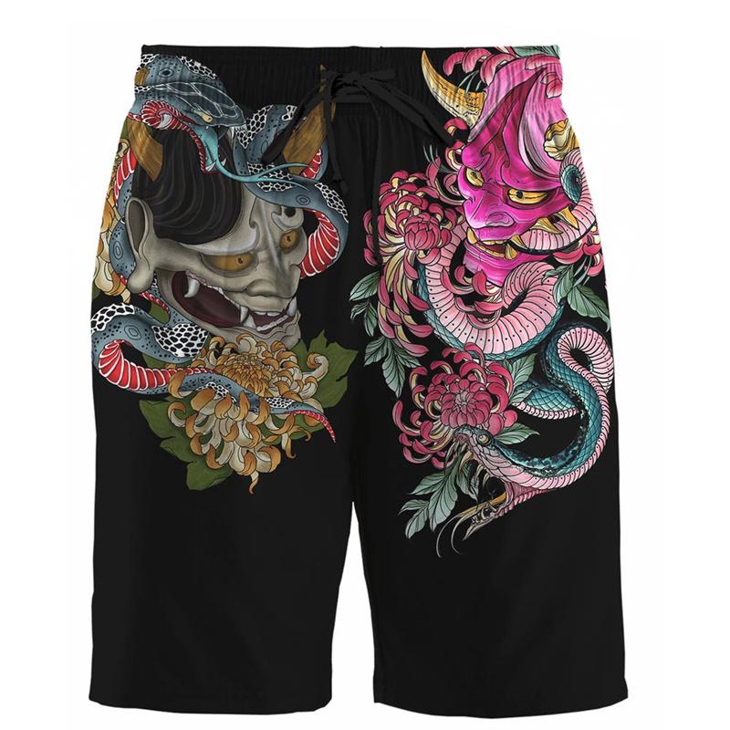 Trend Japanese Samurai Pattern Beach Shorts Summer Fashion Cool Mens Kids 3D Printed Swim Trunks Loose Streetwear Harajuku Pants
