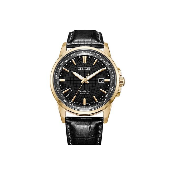 Citizen Men's Black Eco-Drive Series Calendar Display Waterproof Business Fashion Solar Quartz Movet Leather Strap Watch Watches Bx1008-12E