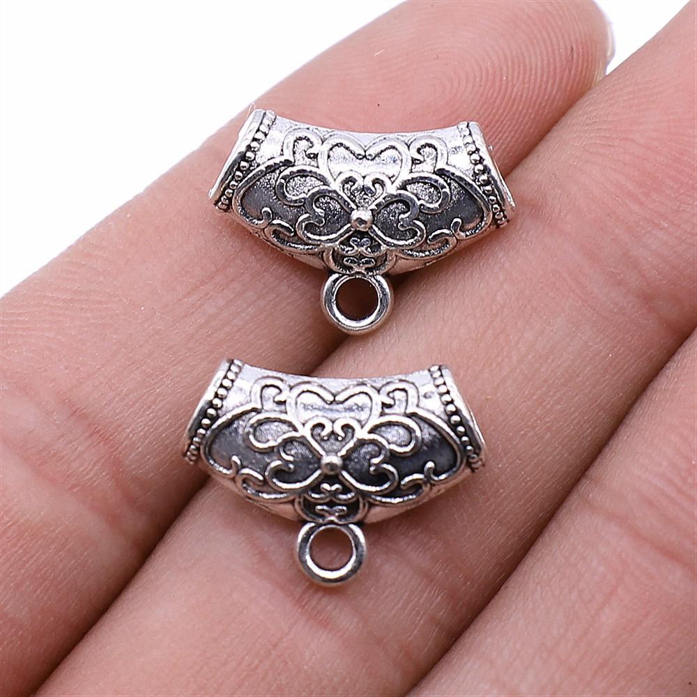 20pcs Charms Connector Bails Beads Antique Silver Color Bails Beads Charms Jewelry Findings DIY Bails Beads Connector