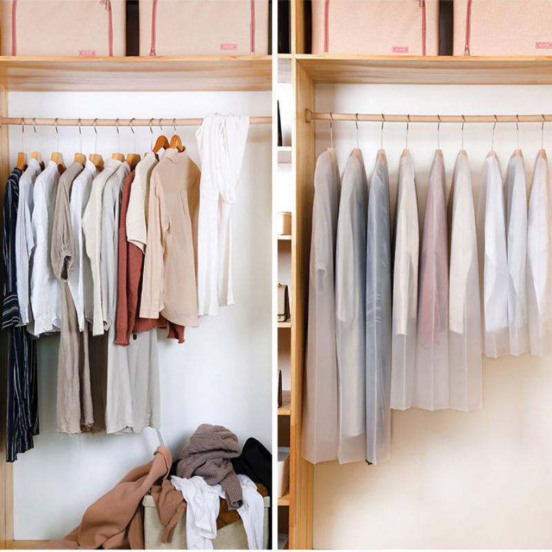 3Pcs Clothes Dust Cover Hanging Clothes Bag Clothing Cover Down Jacket Storage Bag Hanging Pockets Coat Dust Cover Containers
