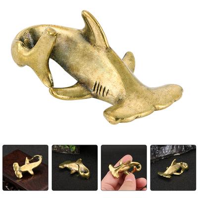 Brass Shark Ornament Figurine Tabletop Copper Craft Decor Mini Sculpture Statue Office