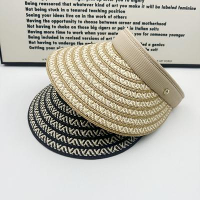 Internet Celebrity Woven Empty Top Hat Sunscreen Artifact Face Small Visor Striped Foldable Headband Hat