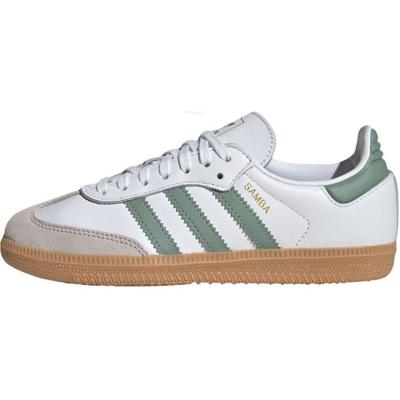 Originals SAMBA OG Slip Resistant Abrasion Resistant Low Top Kids' Skateboarding Shoes White/Green Teenagers JP5479