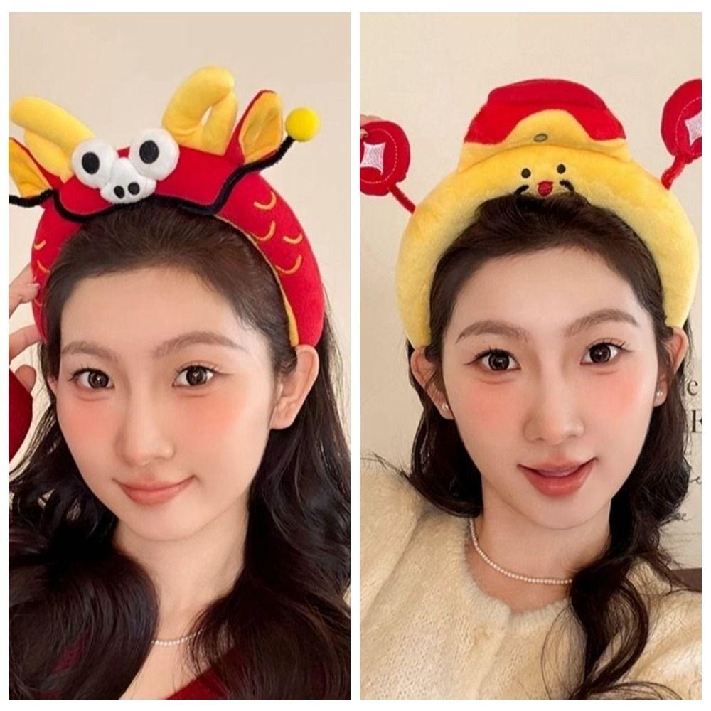 Cartoon Funny Hair Hoop God of Wealth Face Washing Hair Hoop New Year Plush Headband Children