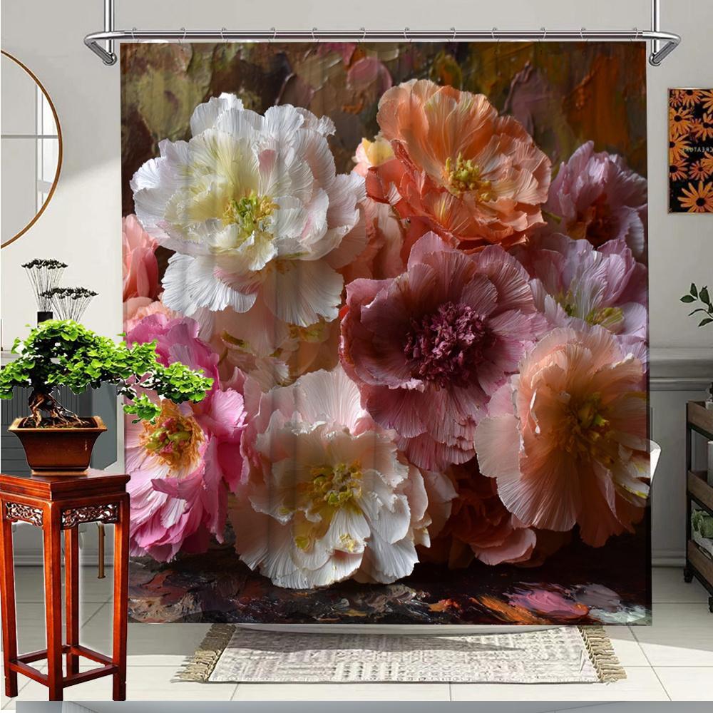 

1Pc Raven & Floral Forest Scene Shower Curtain - Vibrant Nature Design, Durable Polyester Fabric, 70. 8X70. 8 Inches W60H190(CM)-1 Pcs