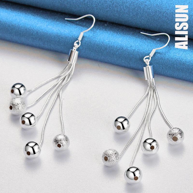 925 Sterling Silver Romantic Pearl Pendant Piercing Earrings Fashionable Wedding Jewelry