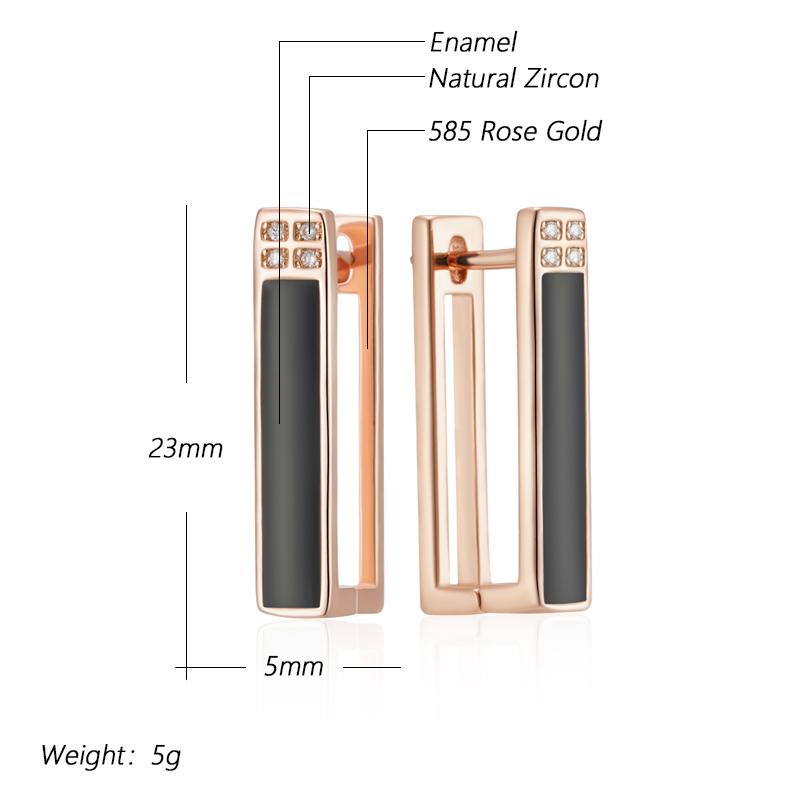 Fashion  Rose Gold Color White Enamel Drop Earrings For Women Girl Wedding Party Natural Zircon Eardrop Jewelry