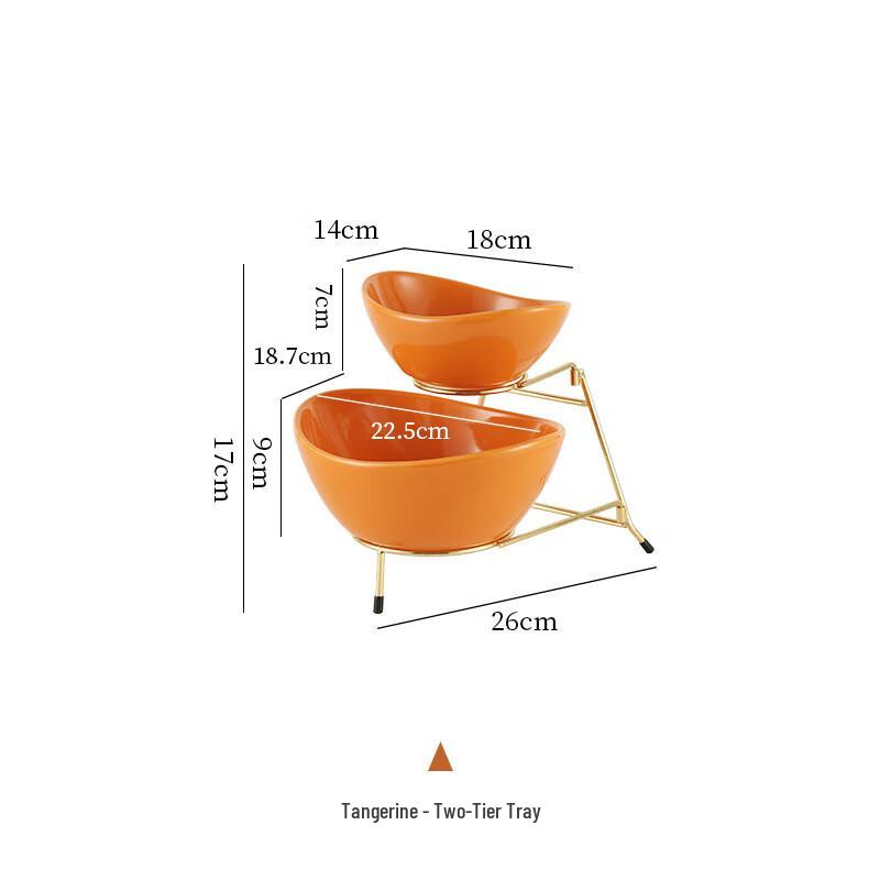 Multi-layer Ceramic Snack & Fruit Plate with Iron Stand