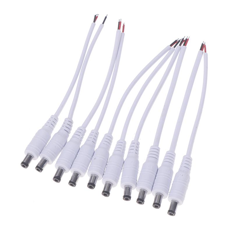

10Pcs Dc Power Pigtails Cable 22Awg Female Male 5.5Mm X 2.1Mm Connector For 12V Power Supply Adapte Cctv Camera Dvr Led Strip