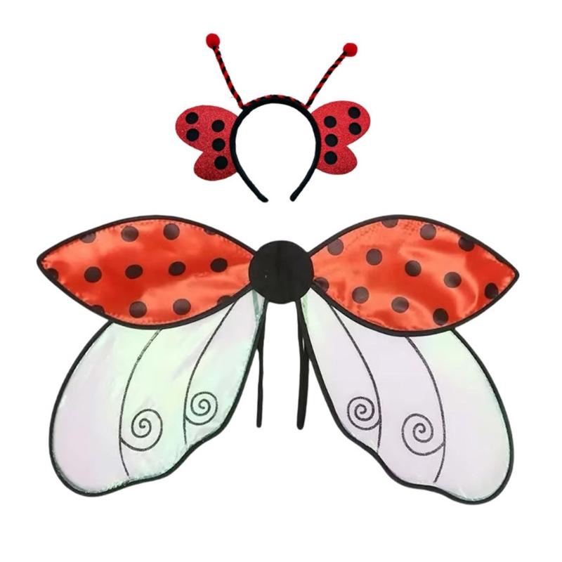 

Foldable Insect Costume Wing With Breathable Fabric Theater Performances For Adults Kids Cosplay Event Party Supply червоний