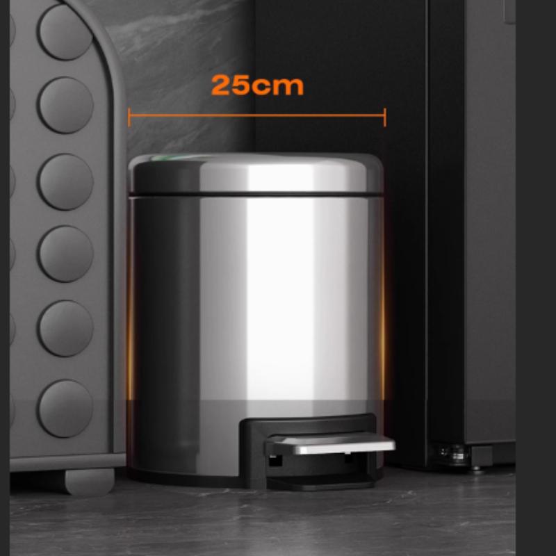 Stainless Steel Trash Can Toilet Waste Bins Kitchen Round Large Luxury Litter Bin Household Food Garbage Disposal Container