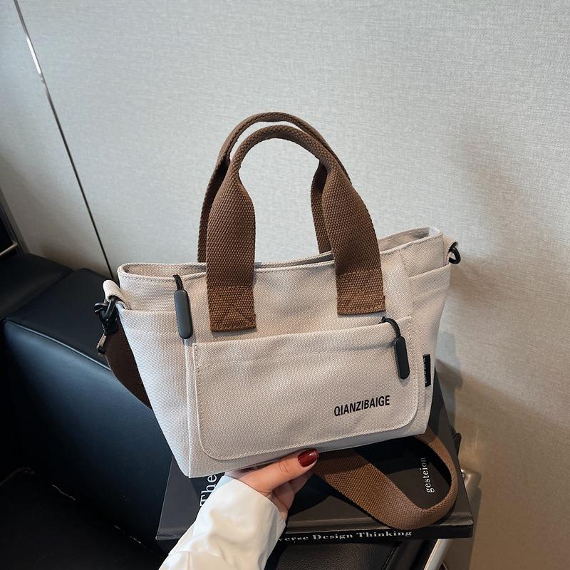 Canvas Bag Women's New Fashion Portable Work Commuter Bag Casual Shoulder Messenger Bag Tote Bag
