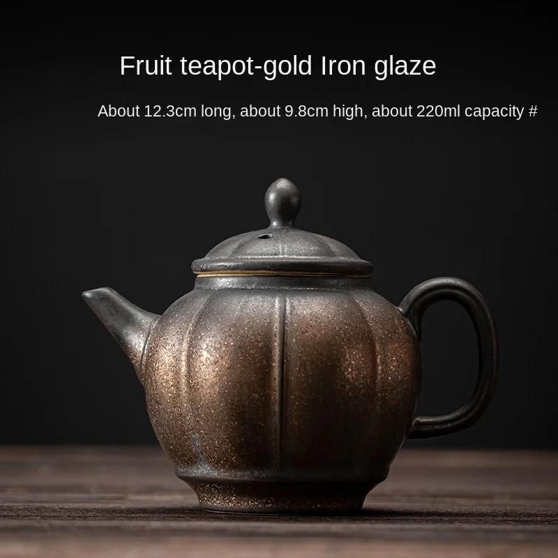 

Japanese Gilding Iron Glaze Fruit Teapot Porcelain Kung Fu Tea Set Retro Teapot Tea Maker Small Pot Single Teapot Ceramic