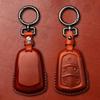 Tukellen for Cadillac Leather Key Fob Cover with Keychain Leather Key Case Key Shell 360 Degree Full Protection Compatible with Cadillac Escalade CTS