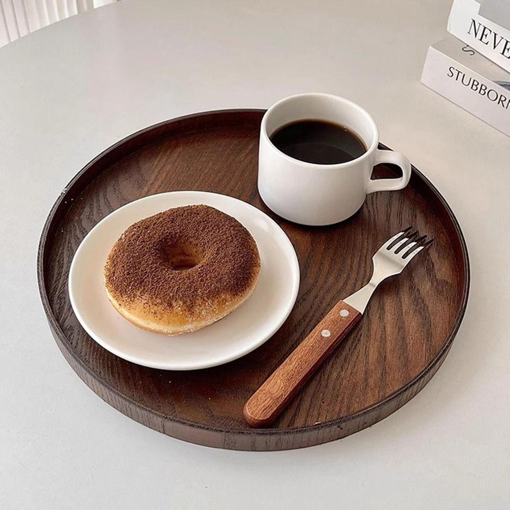 Wooden Wood Platte 21/24/27/30/33cm Decorative Tray Vintage Serving Tray  Coffee Home Table